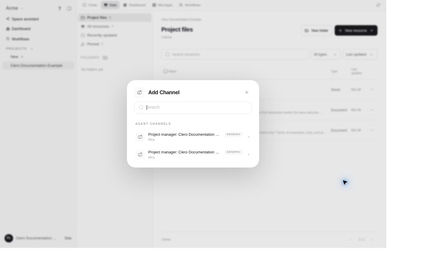 Add Channel selector in the project resource flow.